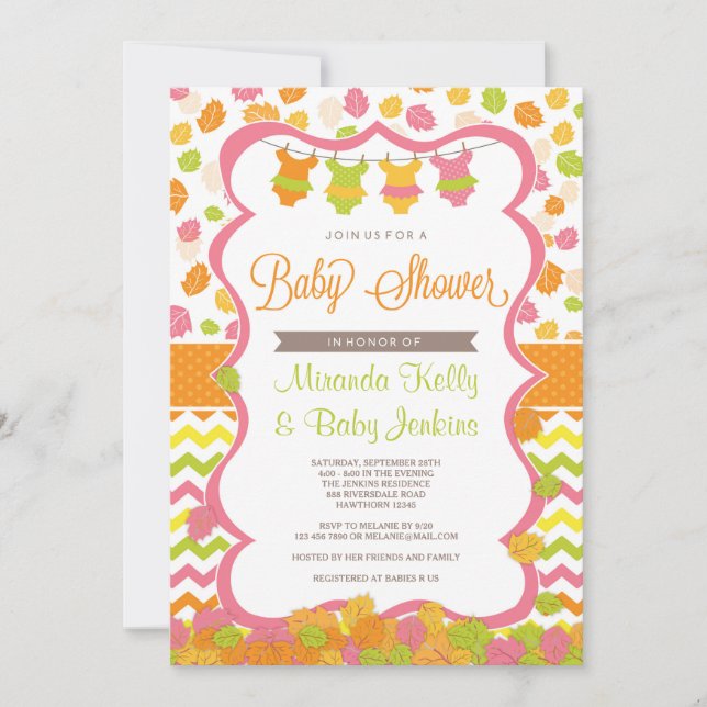 Invitation du Baby shower d'automne / Invitation d (Devant)