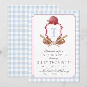 Invitation du Baby shower de baseball Preppy