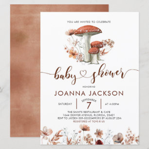 Invitation du Baby shower de champignons de champi