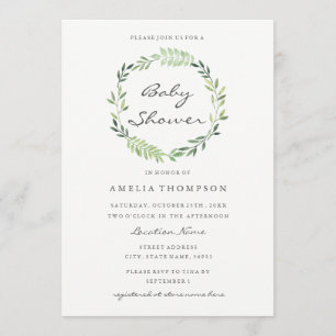 Invitation du Baby shower de couronne d'aquarelle
