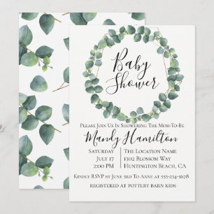 Invitation du Baby shower de couronne d'eucalyptus