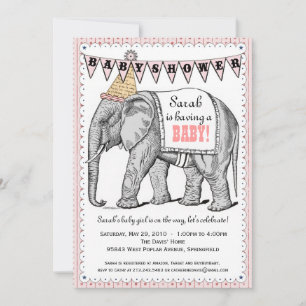 Invitation du Baby shower de défilé Vintage Elepha