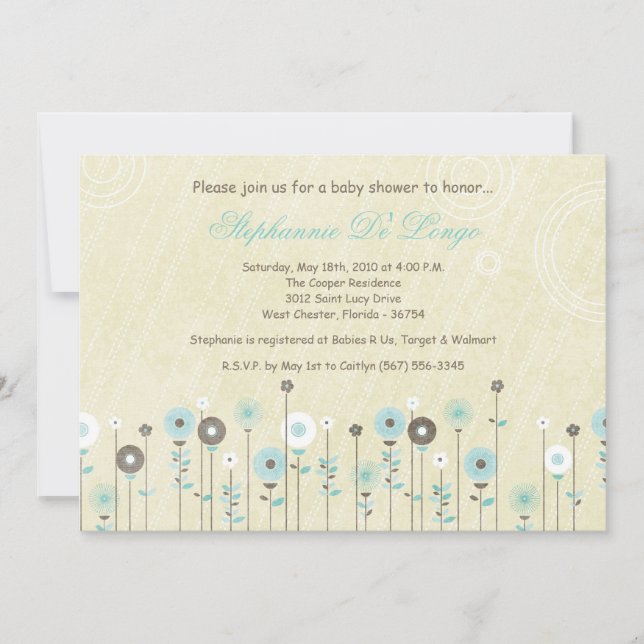 Invitation du Baby shower de fleurs de printemps { (Devant)