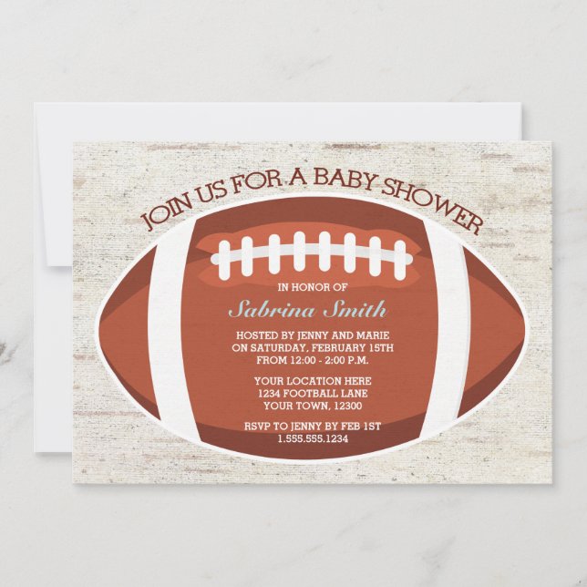 Invitation du Baby shower de football à look vinta (Devant)