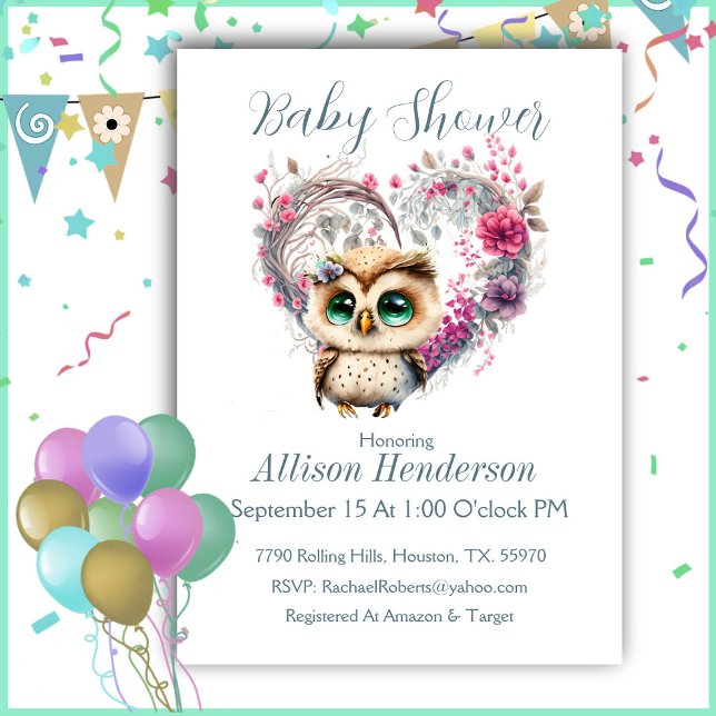 Invitation du Baby shower de germe de hibl Floral (Créateur téléchargé)