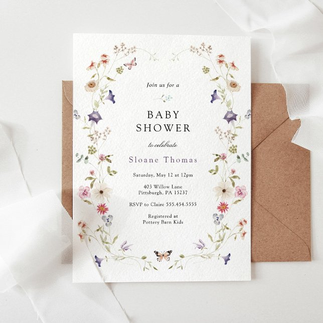 Invitation du Baby shower de germe de prairie fleu (Créateur téléchargé)