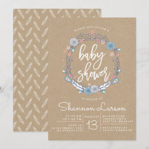 Invitation du Baby shower de germes floraux Boho