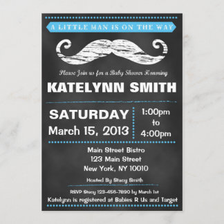 Invitation du Baby shower de la moustache de Chalk