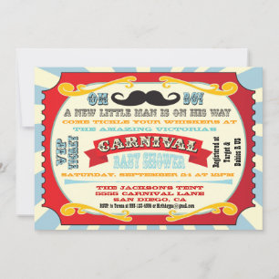 Invitation du Baby shower de la Moustache du Carna