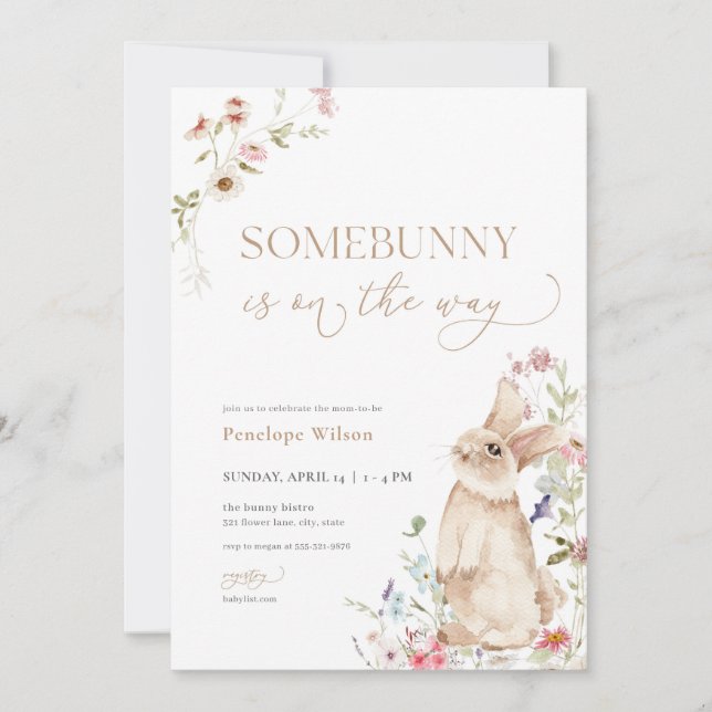 Invitation du Baby shower de lapin de Pâques (Devant)