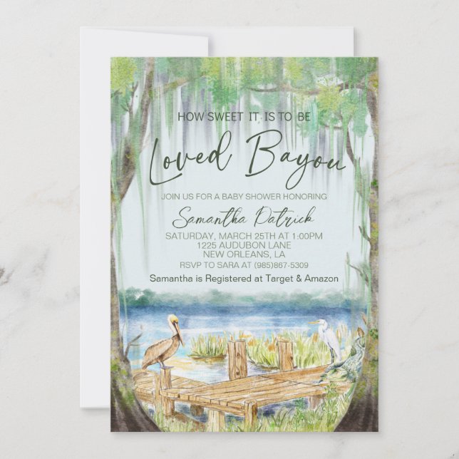 Invitation du Baby shower de marécage Bayou aimé (Devant)