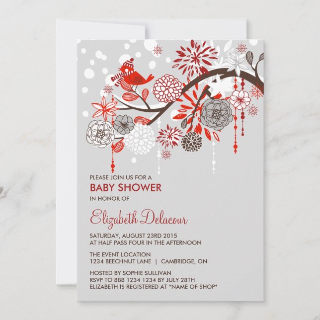 Invitation du Baby shower de neige d'hiver (Devant)