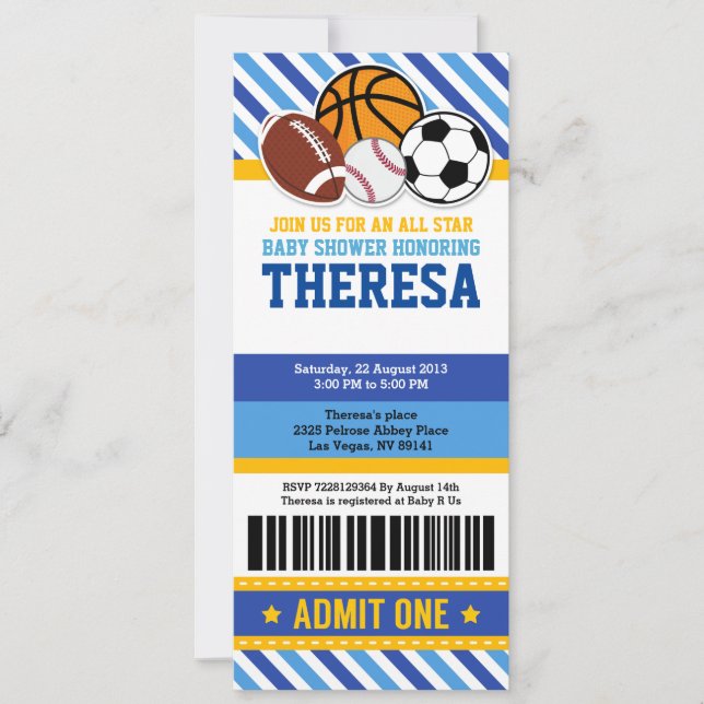 Invitation du Baby shower de pass pour tous les bi (Devant)