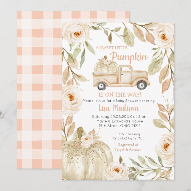Invitation du Baby shower de pêche du camion de pê (Devant / Derrière)