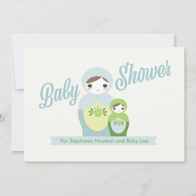 Invitation du Baby shower de poupée de nidificatio (Devant)