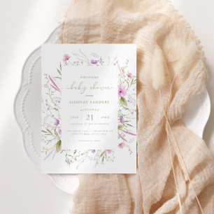 Invitation du Baby shower de prairie fleur sauvage