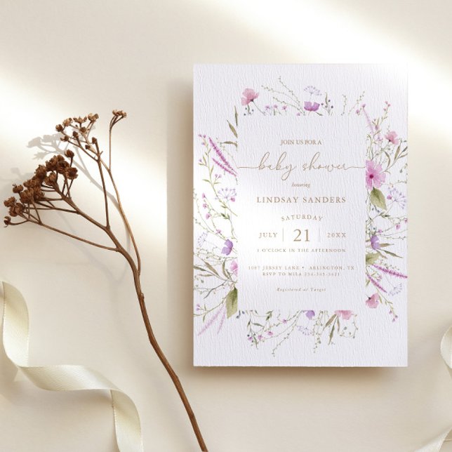 Invitation du Baby shower de prairie fleur sauvage (Créateur téléchargé)