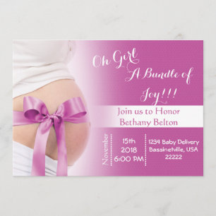 Invitation du Baby shower de ruban pour fille rose