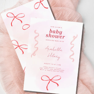 Invitation du Baby shower de ruban rose Coquette