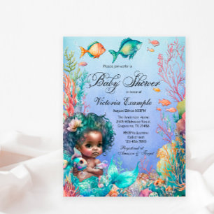 Invitation du Baby shower de sirène africain