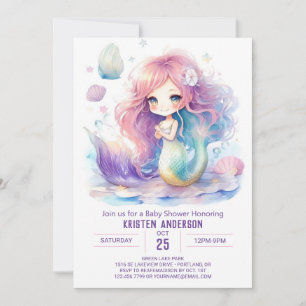 Invitation du Baby shower de sirène Whimsy Waterco