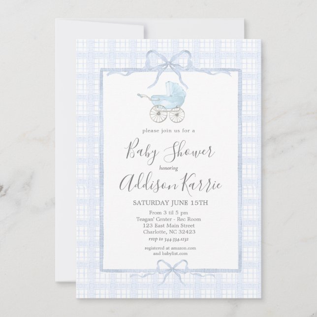 Invitation du baby shower de transport de bébé Pre (Devant)