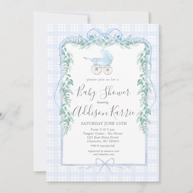 Invitation du baby shower de transport de bébé Pre (Devant)