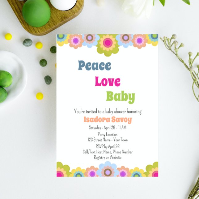 Invitation du Baby shower d'énergie à fleurs des a (Créateur téléchargé)