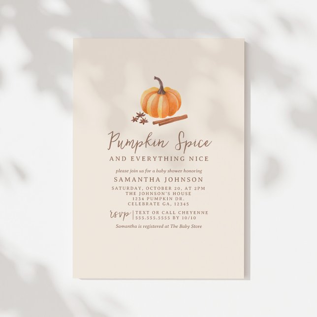Invitation du Baby shower d'épices Citrouille d'au (Créateur téléchargé)