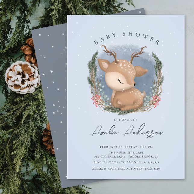 Invitation du Baby shower des cerfs forestiers (Créateur téléchargé)