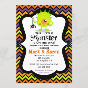 Invitation du Baby shower d'Halloween Little Monst