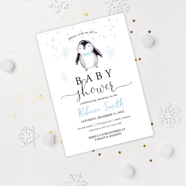 Invitation du Baby shower d'hiver de Penguin (Créateur téléchargé)