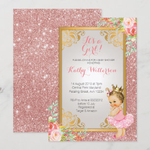 Invitation du Baby shower d'or de la princesse Ros