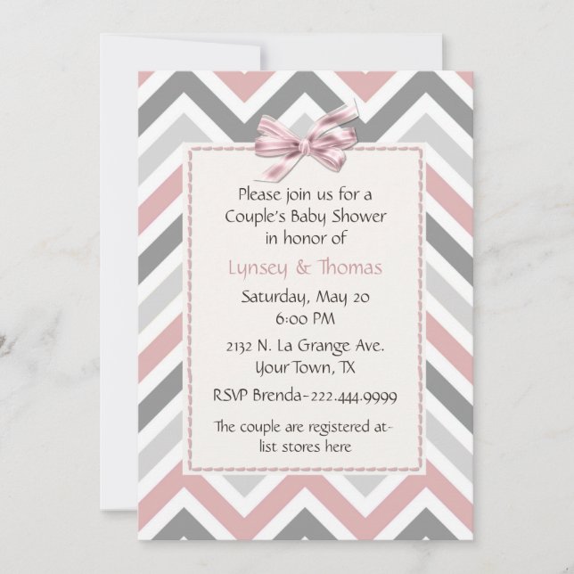 Invitation du baby shower du couple moderne (Devant)