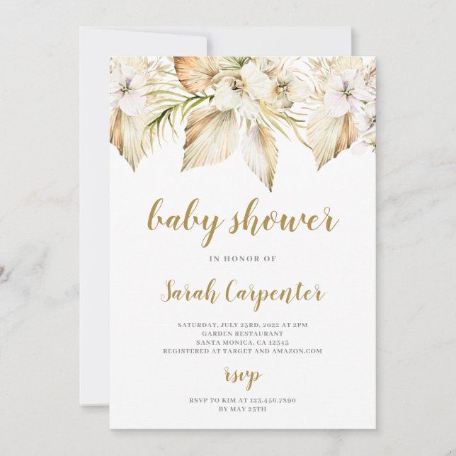 Invitation du Baby shower du désert de Boho (Devant)
