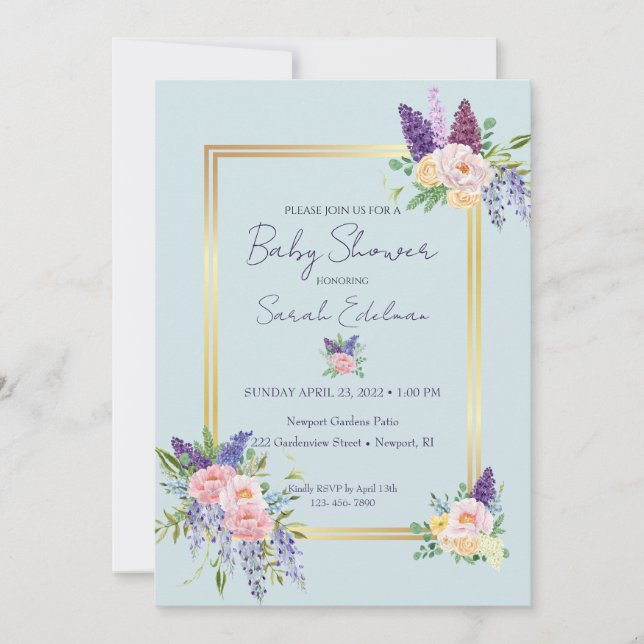 Invitation du Baby shower du Pastel Floral Spring (Devant)