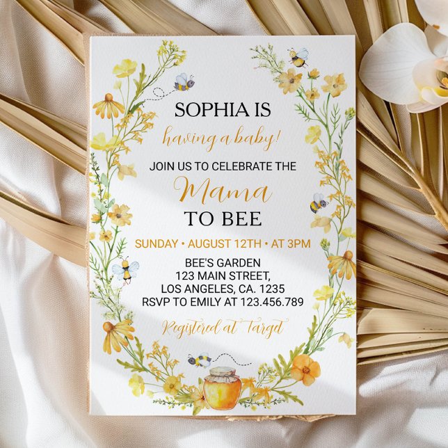Invitation du Baby shower Fleur sauvage de miel Be (Créateur téléchargé)