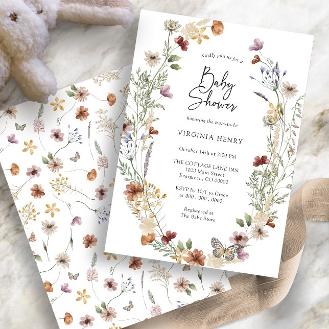 Invitation du Baby shower Floral Boho (Floral Boho Baby Shower Invitation
)