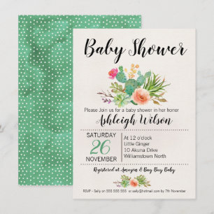 Invitation du Baby shower Floral Cactus