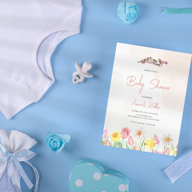 Invitation du Baby shower floral du printemps (Créateur téléchargé)
