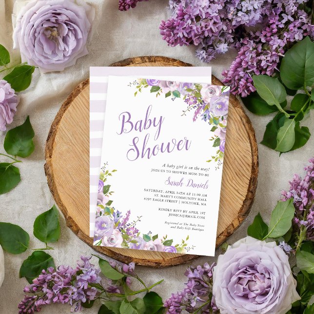 Invitation du Baby shower floral Lilac (Créateur téléchargé)