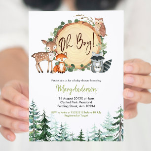 Invitation du Baby shower forestier de Woodland