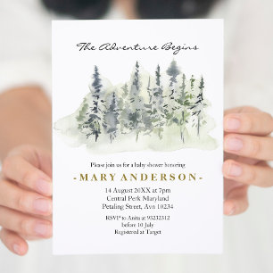 Invitation du baby shower forestier rustique de la