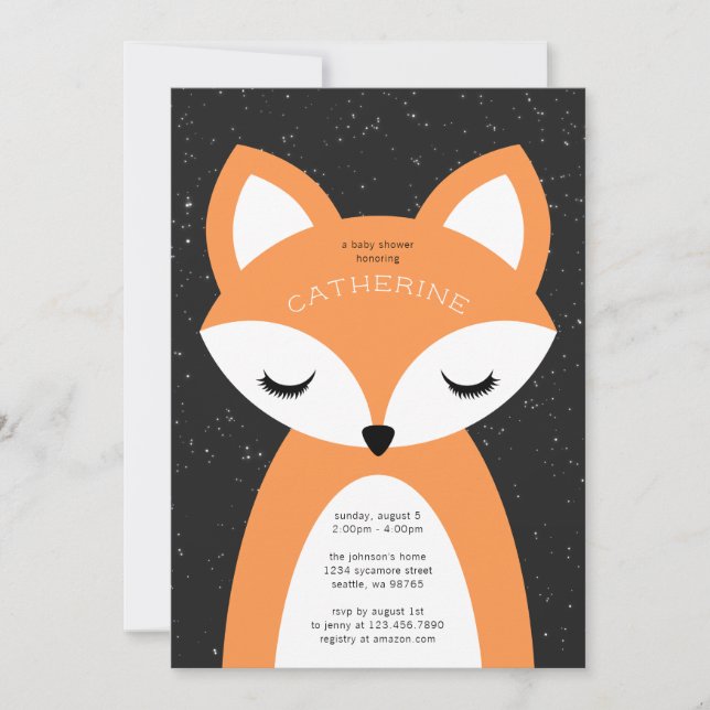 Invitation du Baby shower Fox (Devant)