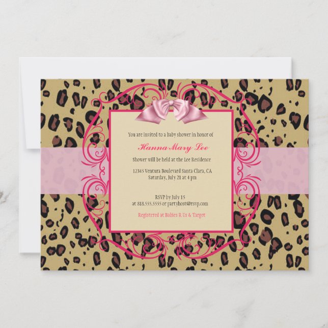 Invitation du Baby shower Leopard (Devant)