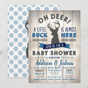 Invitation du Baby shower Little Buck Deer