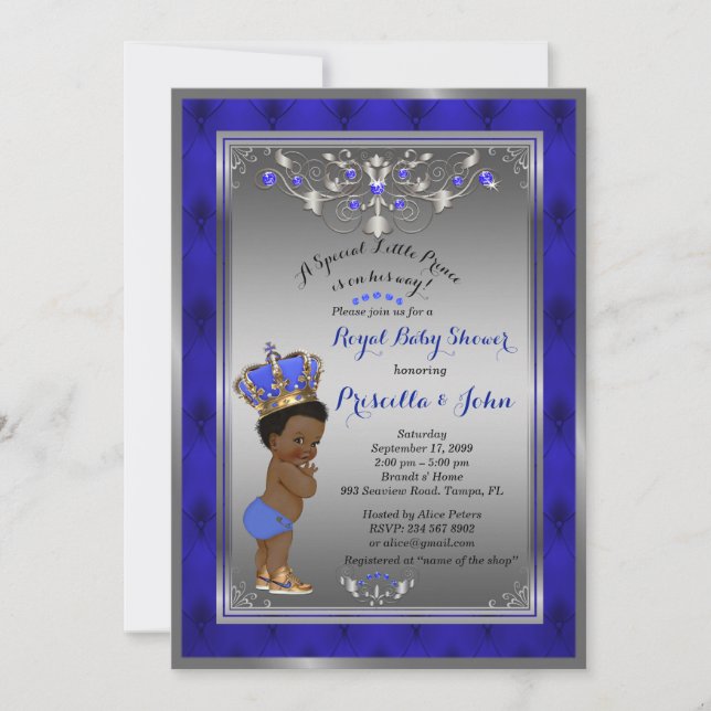 Invitation du Baby shower Little Prince, ARGENT Ro (Devant)