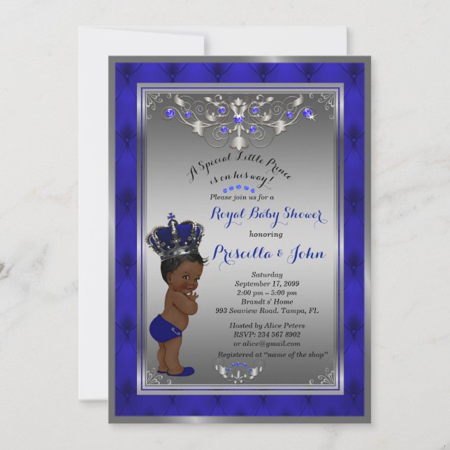 Invitation du Baby shower Little Prince, ARGENT Ro (Devant)
