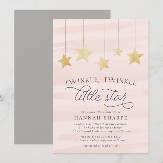 Invitation du Baby shower Little Star | Brouiller (Devant / Derrière)