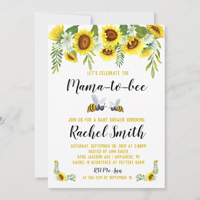 Invitation du Baby shower Mama-to-bee (Devant)